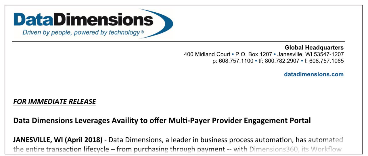 Data Dimensions Press Releases